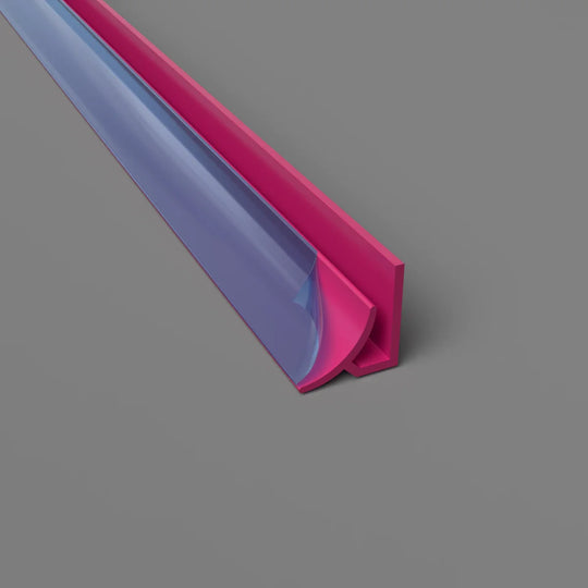 Profil d'angle à rayon intérieur en PVC rose, conçu pour offrir une finition élégante et durable aux angles de vos surfaces.